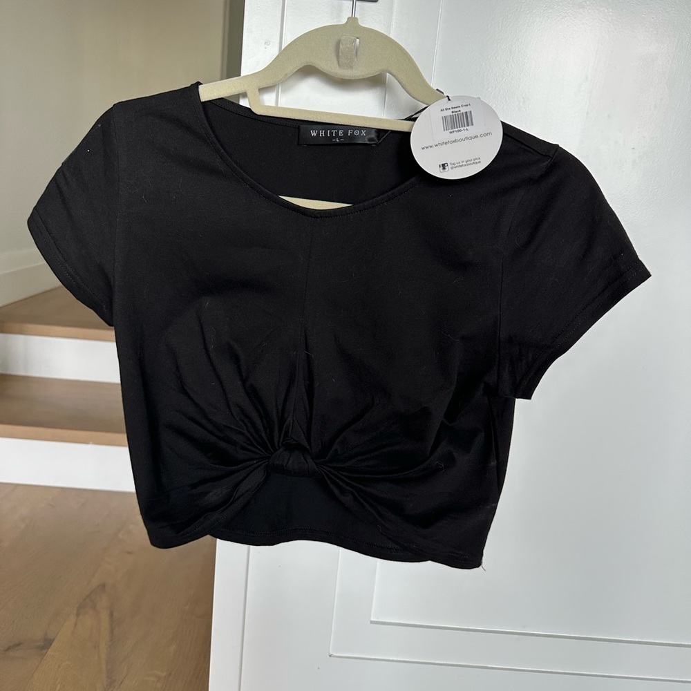 White Fox Cropped T Shirt